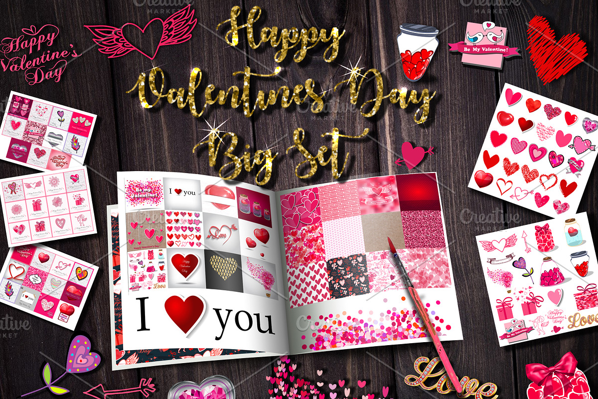 Happy Valentine's Day Big Set.  in Illustrations - product preview 8