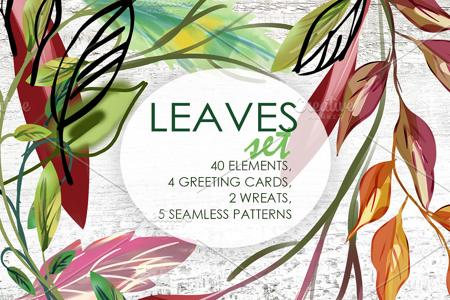 Artistic Leaves Set in Illustrations - product preview 8