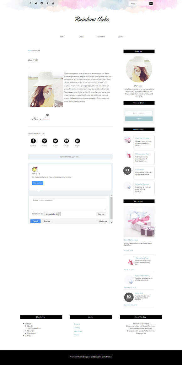 Blogger Template - Rainbow Cake in Website Templates - product preview 1