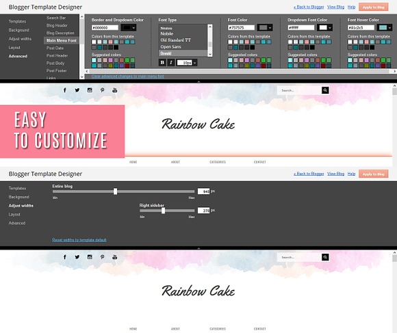 Blogger Template - Rainbow Cake in Website Templates - product preview 3