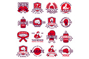 Set of cool fighting club emblems, labels, badges vector.