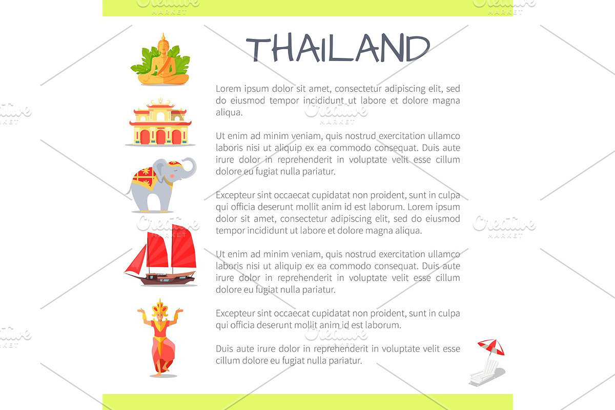 Thailand Touristic Vector Concept with Sample Text in Illustrations - product preview 8