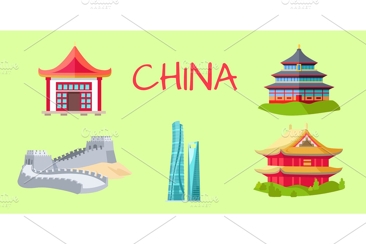 China Travelling Elements for Tourists on Green in Illustrations - product preview 8