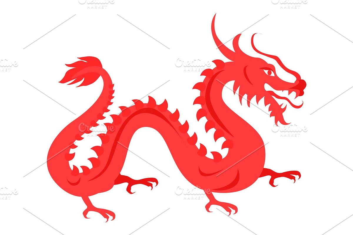 Isolated Red Dragon on White. Chinese Symbol. in Illustrations - product preview 8