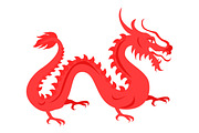 Isolated Red Dragon on White. Chinese Symbol.