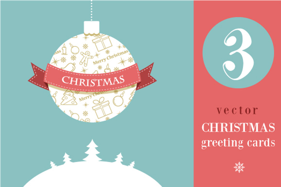 3 Christmas greeting cards - vector in Illustrations - product preview 8