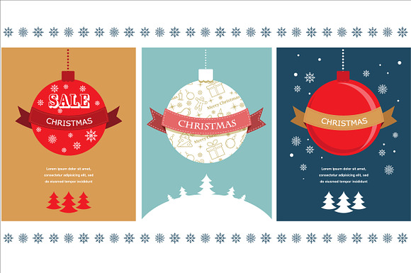 3 Christmas greeting cards - vector in Illustrations - product preview 1