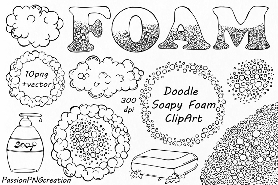 Doodle Soapy Foam Clipart