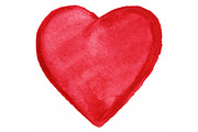 Watercolor red heart love symbol