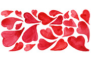 Watercolor red heart love symbol set