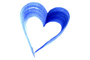 Watercolor blue heart love symbol