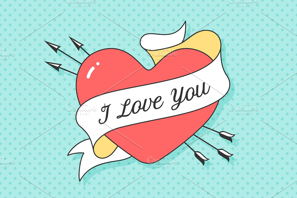 Old ribbon with message I Love You in Objects - product preview 8