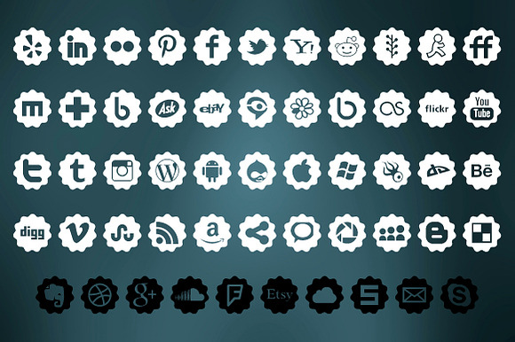 Social media icons - flower shape in Graphics - product preview 3