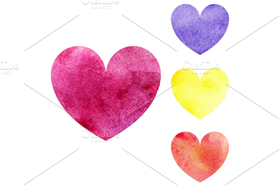 Watercolor heart love symbol vector in Illustrations - product preview 8
