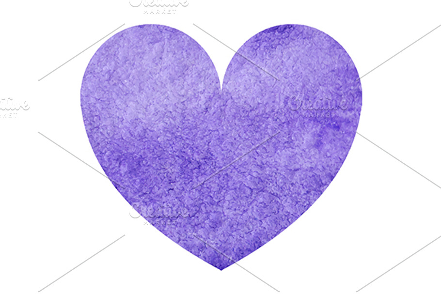 Watercolor violet heart love vector in Illustrations - product preview 8