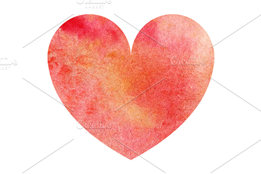 Watercolor red heart love symbol in Illustrations - product preview 8