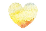 Watercolor yellow heart love symbol