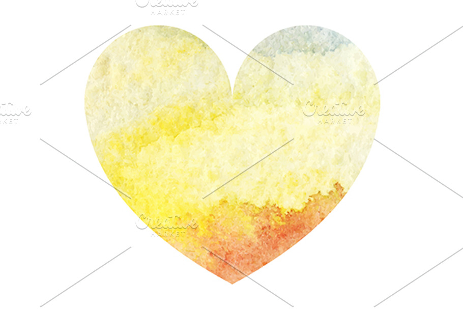 Watercolor yellow heart love symbol in Illustrations - product preview 8