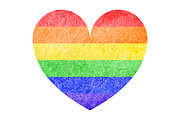 Watercolor rainbow heart love symbol