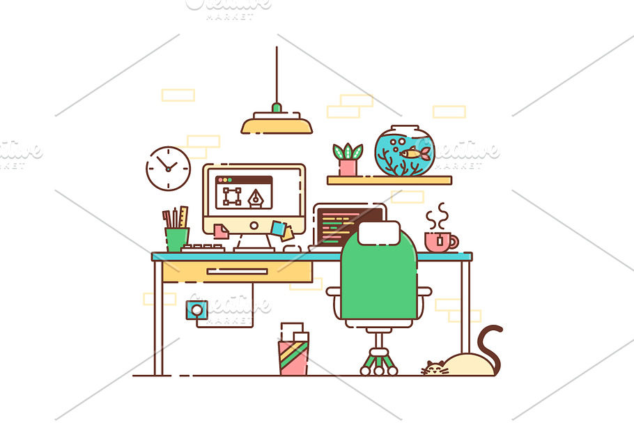 Creative office workspace in Illustrations - product preview 8