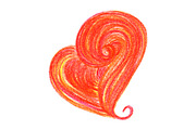 Watercolor red doodle heart symbol