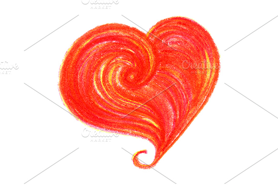 Watercolor red doodle heart symbol in Illustrations - product preview 8