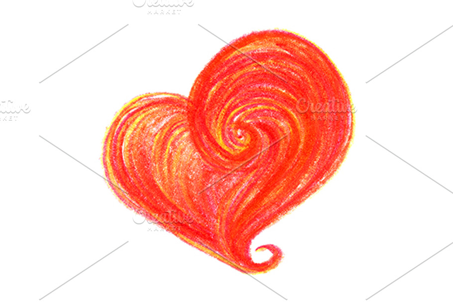 Watercolor red doodle heart symbol in Illustrations - product preview 8