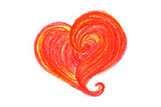 Watercolor red doodle heart symbol