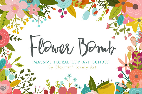 Flower Clip Art Bundle Logo Template