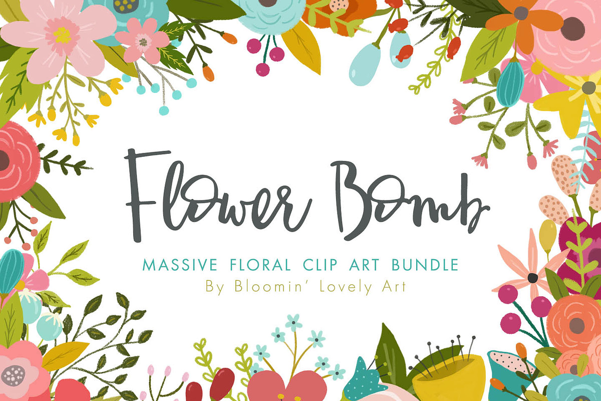 Flower Clip Art Bundle Logo Template in Illustrations - product preview 8