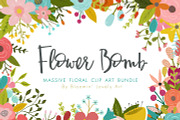 Flower Clip Art Bundle Logo Template