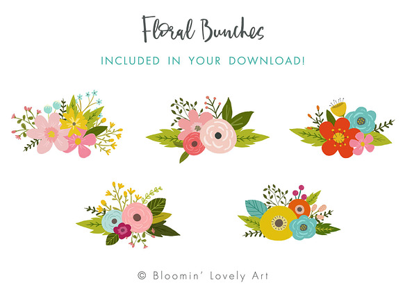 Flower Clip Art Bundle Logo Template in Illustrations - product preview 2