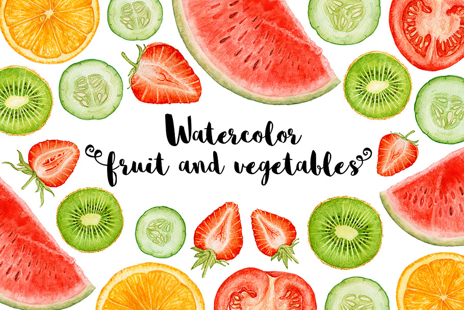 Watercolor fruit&vegetables in Illustrations - product preview 8