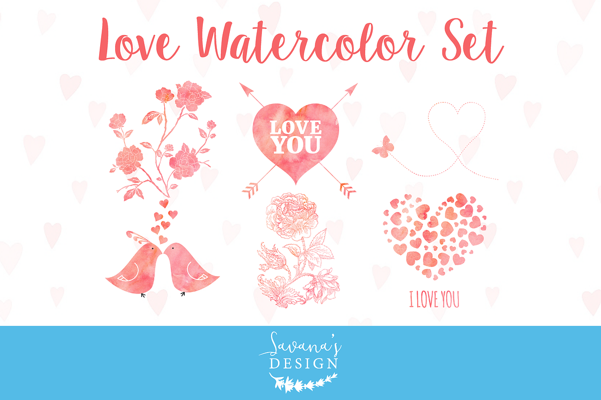 Watercolor Valentine Clipart in Illustrations - product preview 8