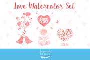 Watercolor Valentine Clipart