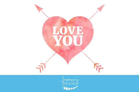Watercolor Valentine Clipart in Illustrations - product preview 2
