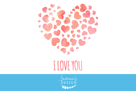 Watercolor Valentine Clipart in Illustrations - product preview 3