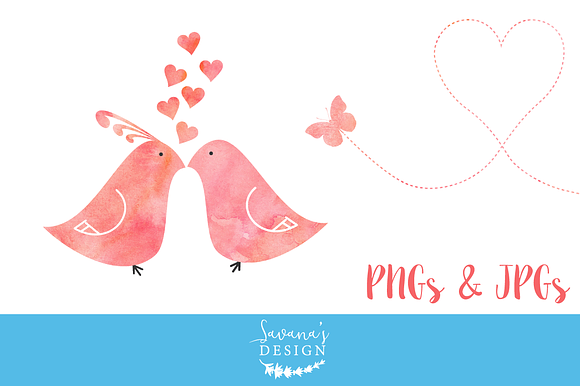 Watercolor Valentine Clipart in Illustrations - product preview 4