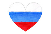 Watercolor Russia flag heart symbol