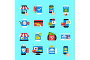 Mobile payments icons vector set.
