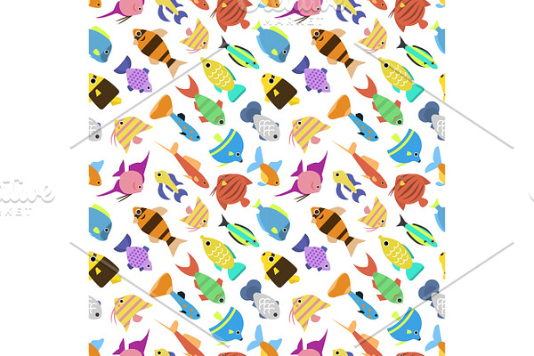 Cute fish vector illustration seamless pattern