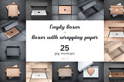 25 Boxes Mockups with wrapping paper
