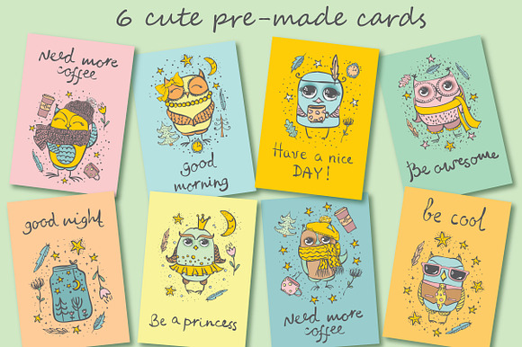 Cute OWLS bundle in Illustrations - product preview 2