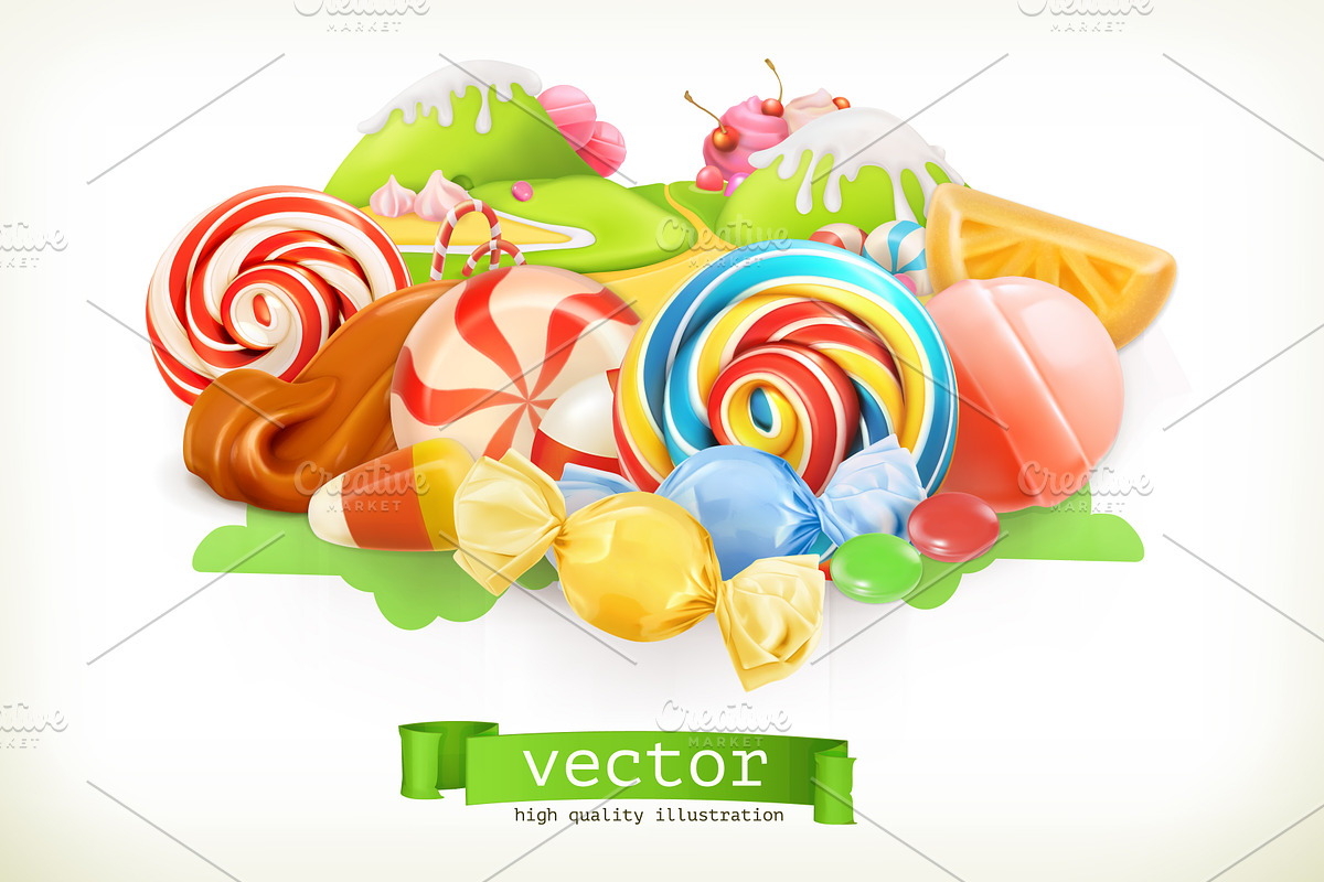 Sweet shop. Candy land. 3d vector in Illustrations - product preview 8