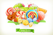 Sweet shop. Candy land. 3d vector