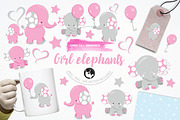 Girl elephant illustration pack