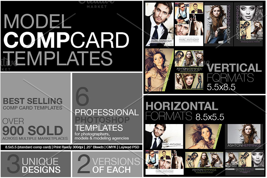 Model Comp Card Kit in Flyer Templates - product preview 8