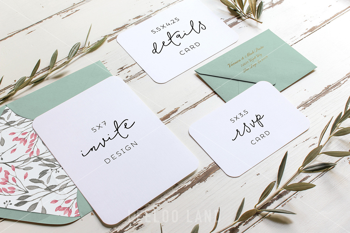 Rustic Wedding Suite Mockup Olive 3 in Product Mockups - product preview 8
