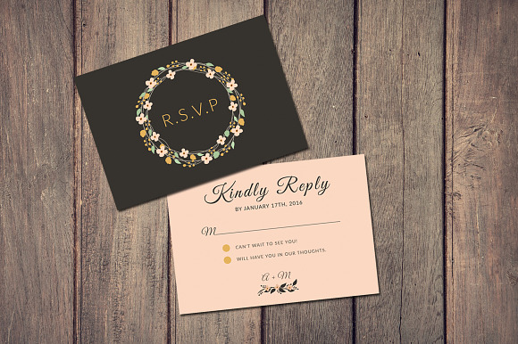 Wreath Wedding Invitation + RSVP in Wedding Templates - product preview 2