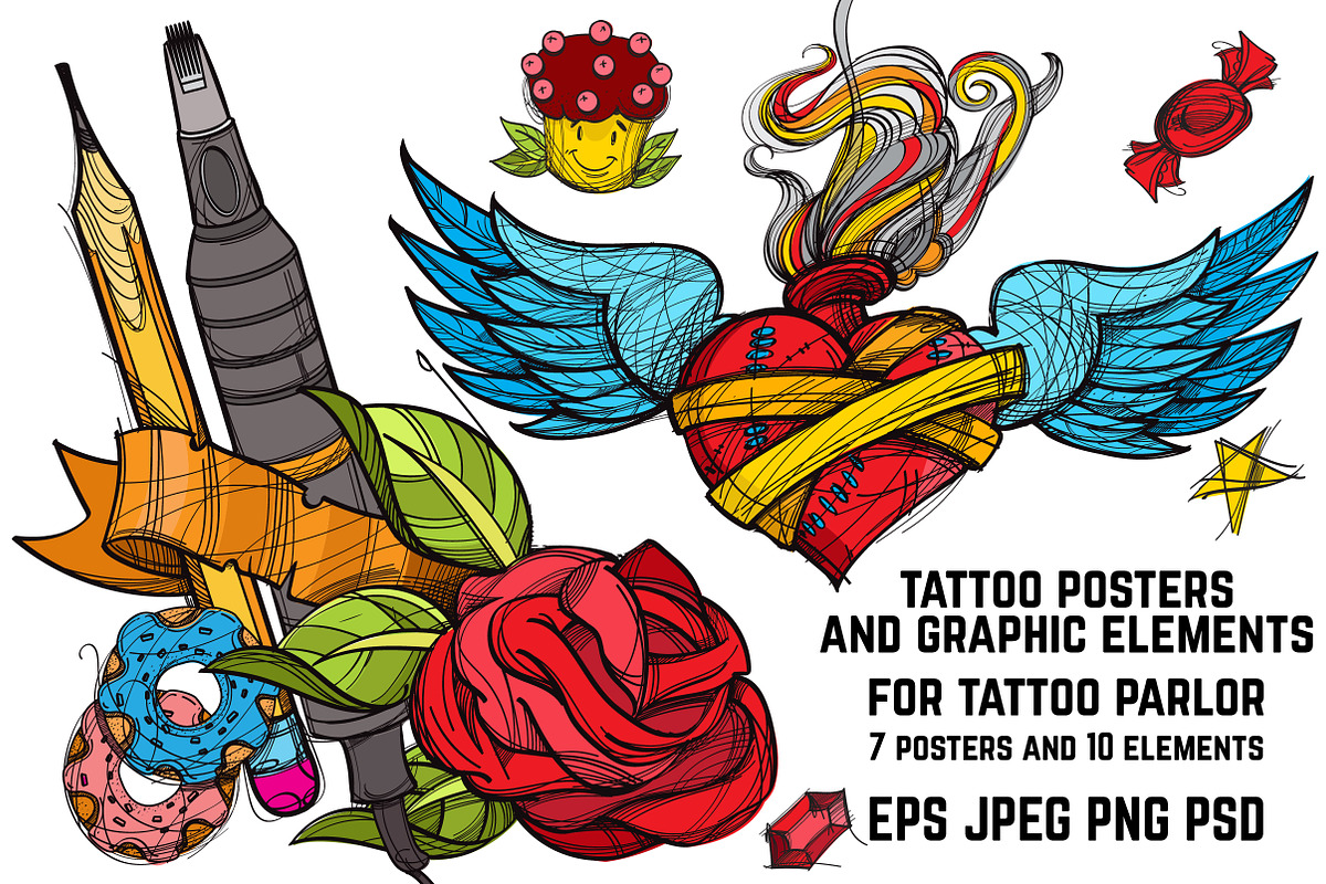 Tattoo posters in Illustrations - product preview 8